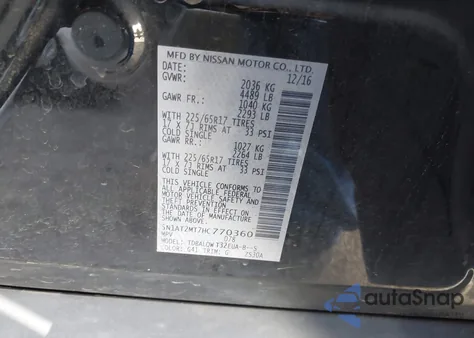 2017 Nissan Rogue Sv from USA, damaged, VIN 5N1AT2MT7HC770360